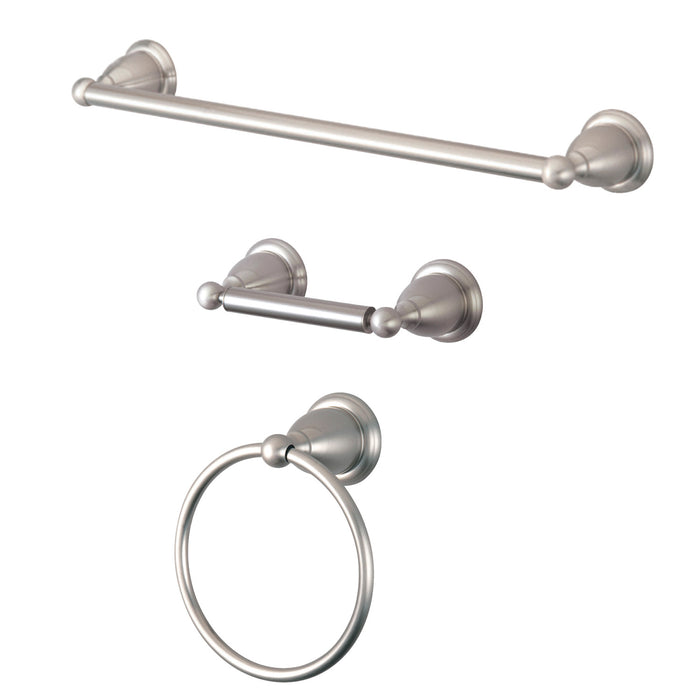 Kingston Heirloom BAK175148SN - Heritage 3-Piece 24-Inch Towel Bar Bathroom Accessory Set, Brushed Nickel