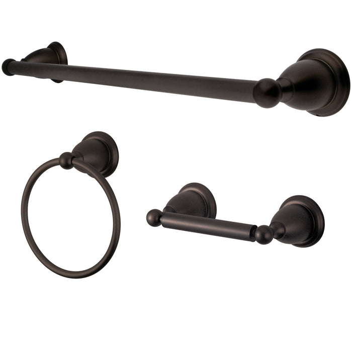 Kingston Heirloom BAK175248ORB - Heritage 3-Piece 18-Inch Towel Bar Bathroom Accessory Set, Oil Rubbed Bronze