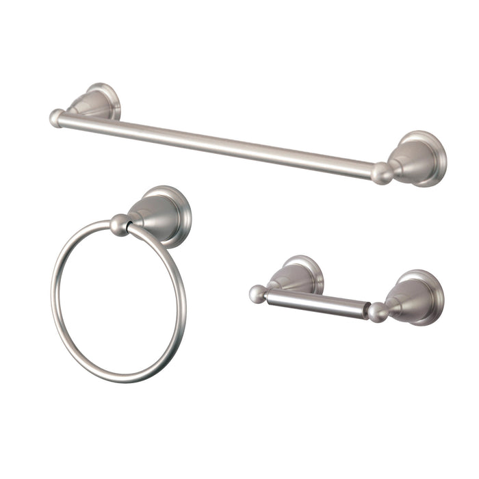 Kingston Heirloom BAK175248SN - Heritage 3-Piece 18-Inch Towel Bar Bathroom Accessory Set, Brushed Nickel