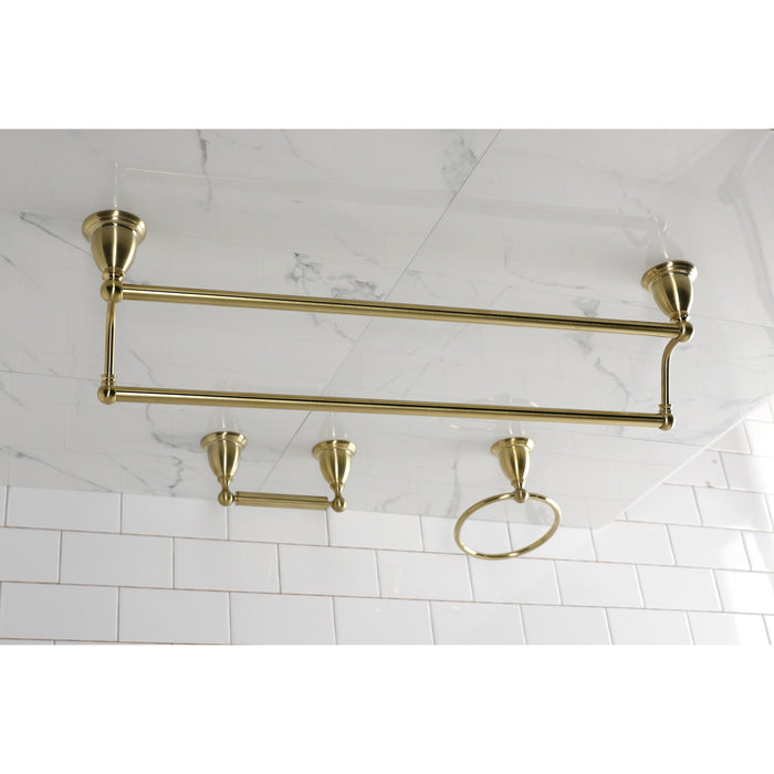 Kingston Heirloom BAK175348BB - Heritage 3-Piece 24-Inch Dual Towel Bar Bathroom Accessory Set, Brushed Brass