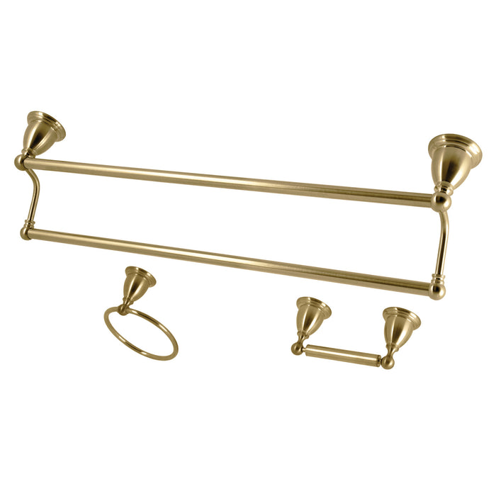 Kingston Heirloom BAK175348BB - Heritage 3-Piece 24-Inch Dual Towel Bar Bathroom Accessory Set, Brushed Brass