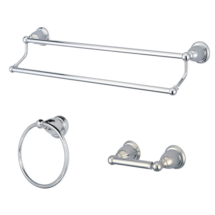Kingston Heirloom BAK175348C - Heritage 3-Piece 24-Inch Dual Towel Bar Bathroom Accessory Set, Polished Chrome