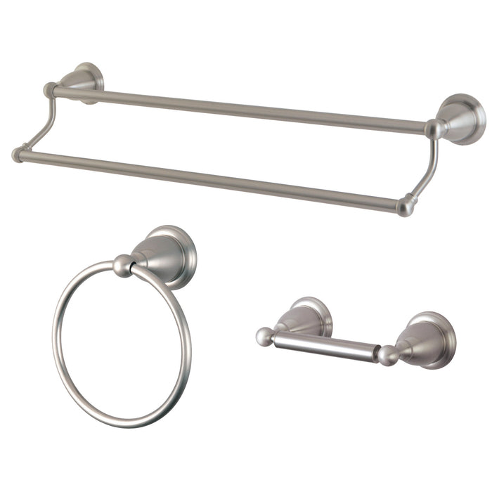 Kingston Heirloom BAK175348SN - Heritage 3-Piece 24-Inch Dual Towel Bar Bathroom Accessory Set, Brushed Nickel
