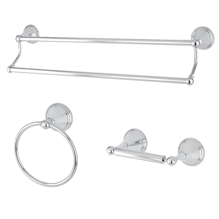 Kingston Tulare BAK297348C - Governor 3-Piece 24-Inch Dual Towel Bar Bathroom Accessory Set, Polished Chrome