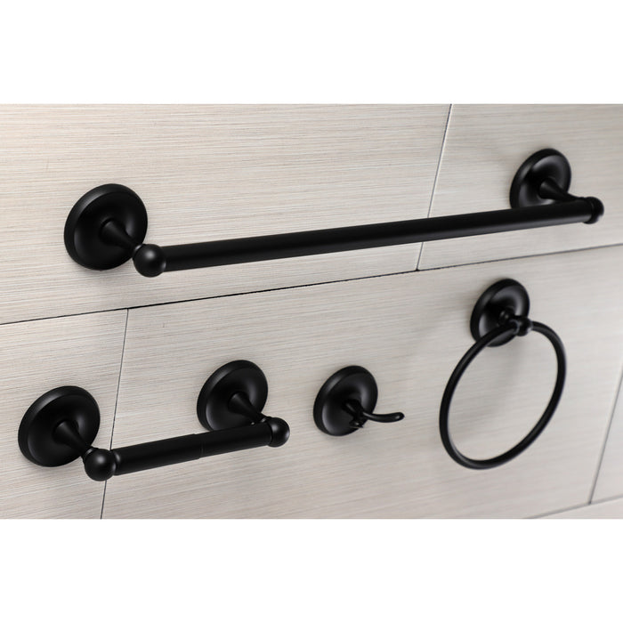 Kingston Heirloom BAK312478MB - Victorian 4-Piece 18-Inch Towel Bar Bathroom Accessory Set, Matte Black