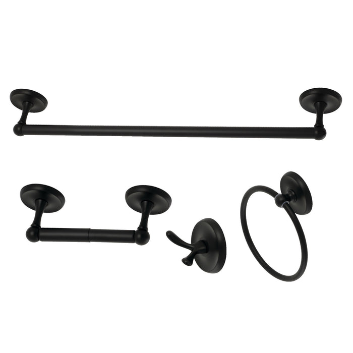 Kingston Heirloom BAK312478MB - Victorian 4-Piece 18-Inch Towel Bar Bathroom Accessory Set, Matte Black