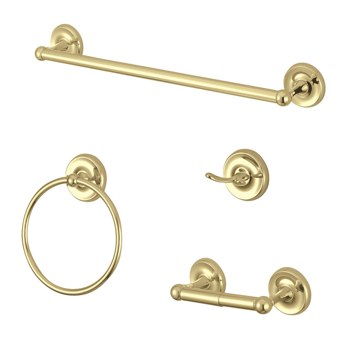 Kingston Heirloom BAK312478PB - Victorian 4-Piece 18-Inch Towel Bar Bathroom Accessory Set, Polished Brass