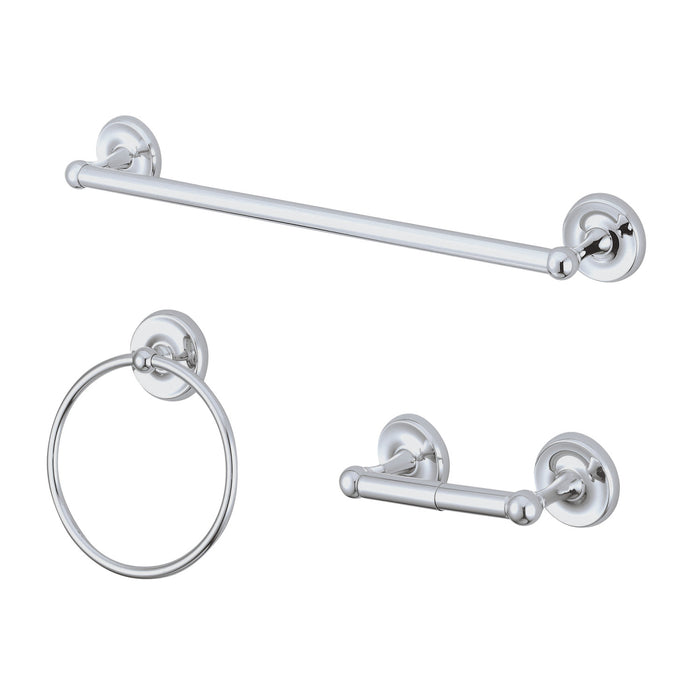 Kingston Heirloom BAK31248C - Victorian 3-Piece 18-Inch Towel Bar Bathroom Accessory Set, Polished Chrome