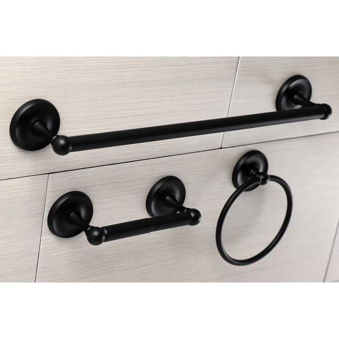 Kingston Heirloom BAK31248MB - Victorian 3-Piece 18-Inch Towel Bar Bathroom Accessory Set, Matte Black