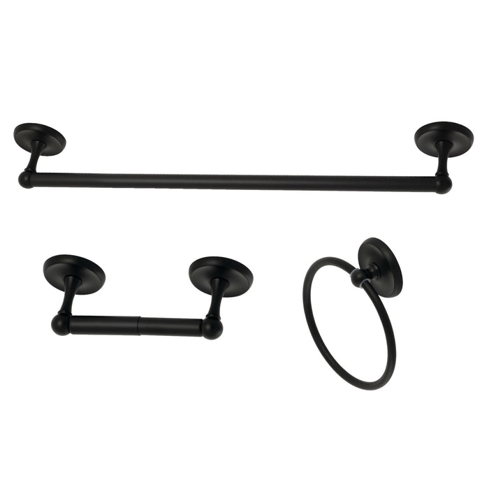 Kingston Heirloom BAK31248MB - Victorian 3-Piece 18-Inch Towel Bar Bathroom Accessory Set, Matte Black