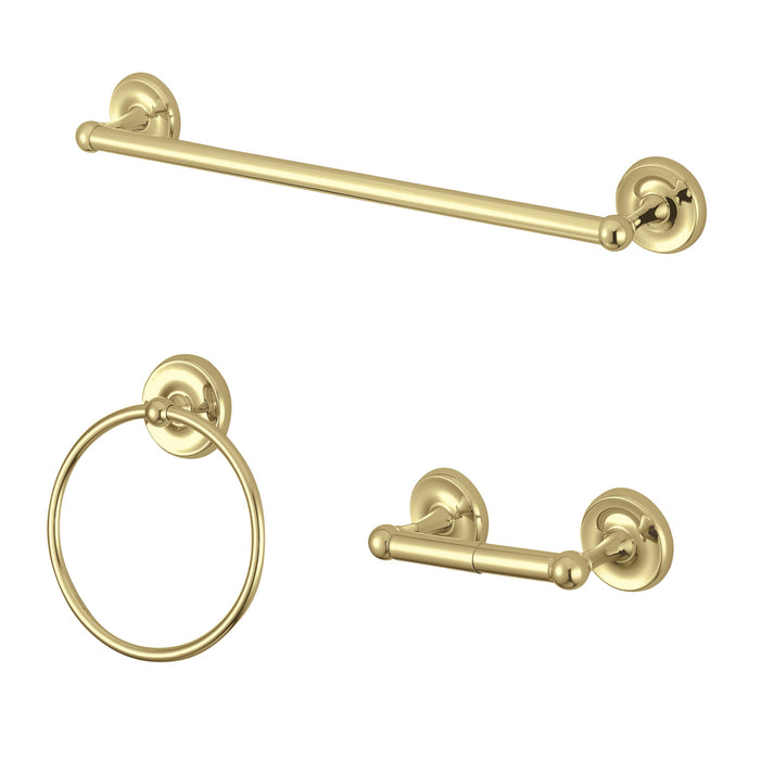 Kingston Heirloom BAK31248PB - Victorian 3-Piece 18-Inch Towel Bar Bathroom Accessory Set, Polished Brass