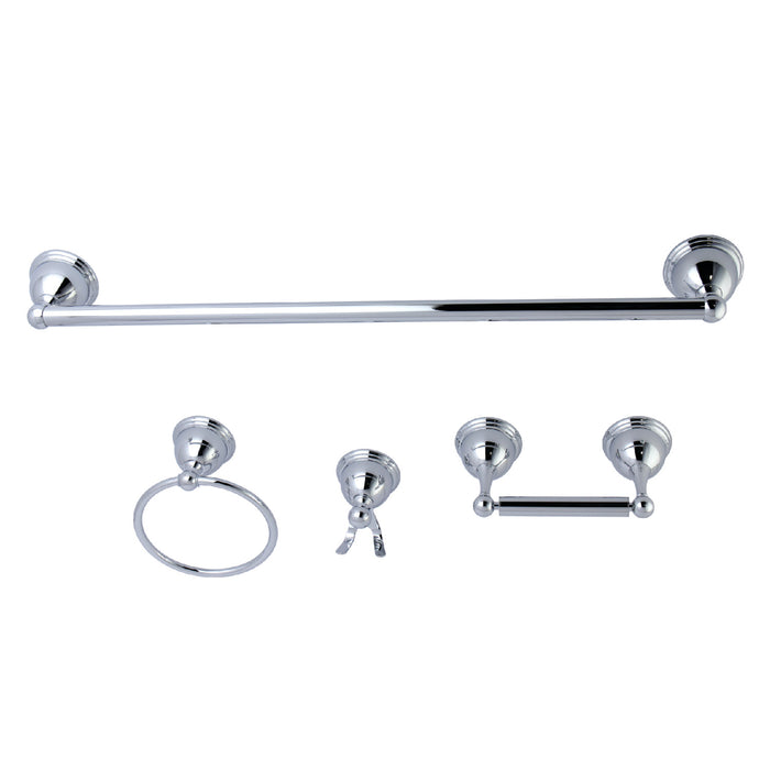 Kingston Heirloom BAK3961478C - Restoration 4-Piece 24-Inch Towel Bar Bathroom Accessory Set, Polished Chrome