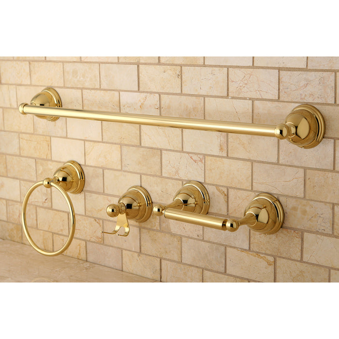 Kingston Heirloom BAK3961478PB - Restoration 4-Piece 24-Inch Towel Bar Bathroom Accessory Set, Polished Brass