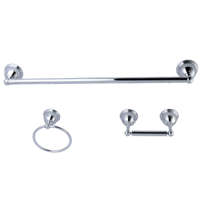 Kingston Heirloom BAK396148C - Restoration 3-Piece 24-Inch Towel Bar Bathroom Accessory Set, Polished Chrome