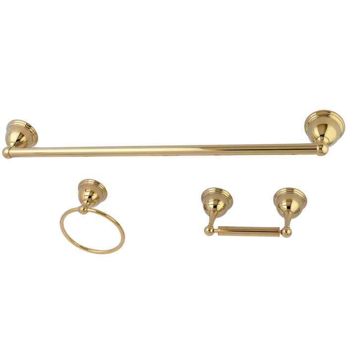 Restoration BAK396148PB 3-Piece 24-Inch Towel Bar Bathroom Accessory Set, Polished Brass