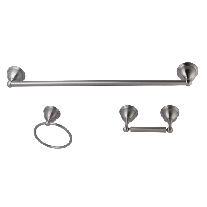 Kingston Heirloom BAK396148SN - Restoration 3-Piece 24-Inch Towel Bar Bathroom Accessory Set, Brushed Nickel