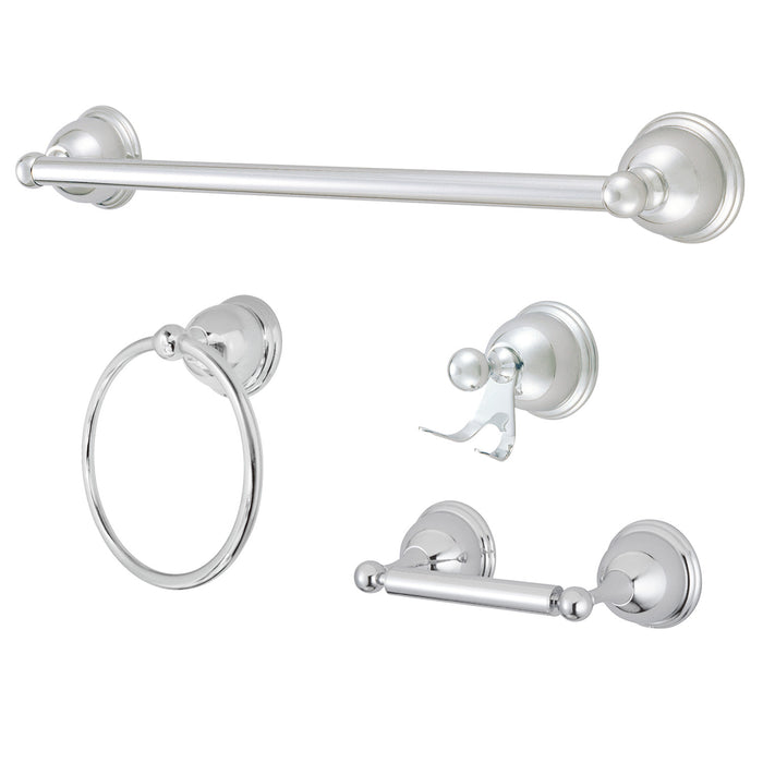 Kingston Heirloom BAK3962478C - Restoration 4-Piece 18-Inch Towel Bar Bathroom Accessory Set, Polished Chrome
