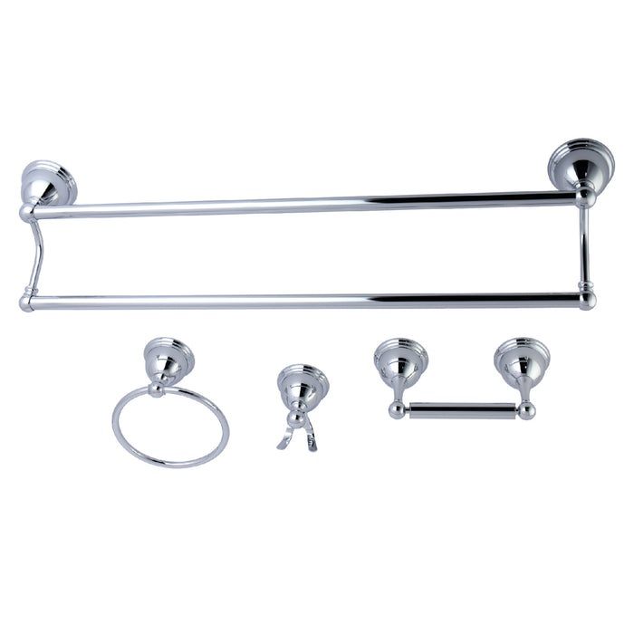 Kingston Heirloom BAK3963478C - Restoration 4-Piece 24-Inch Dual Towel Bar Bathroom Accessory Set, Polished Chrome