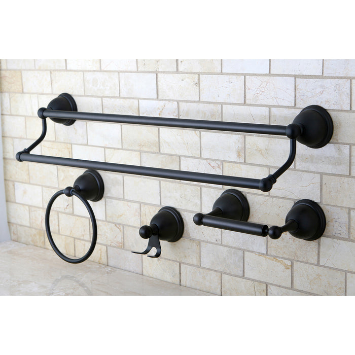 Kingston Heirloom BAK3963478ORB - Restoration 4-Piece 24-Inch Dual Towel Bar Bathroom Accessory Set, Oil Rubbed Bronze