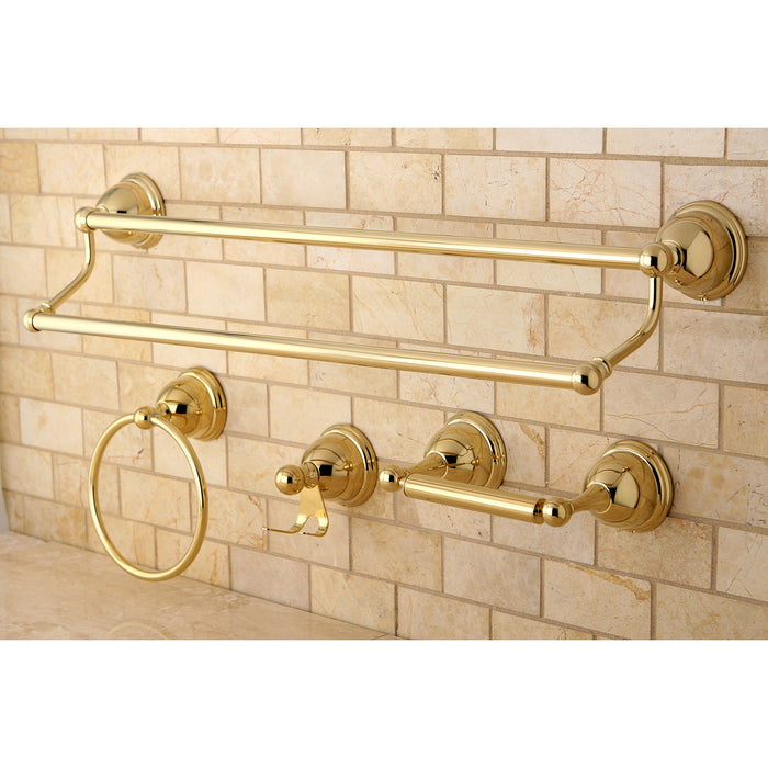 Restoration BAK3963478PB 4-Piece 24-Inch Dual Towel Bar Bathroom Accessory Set, Polished Brass