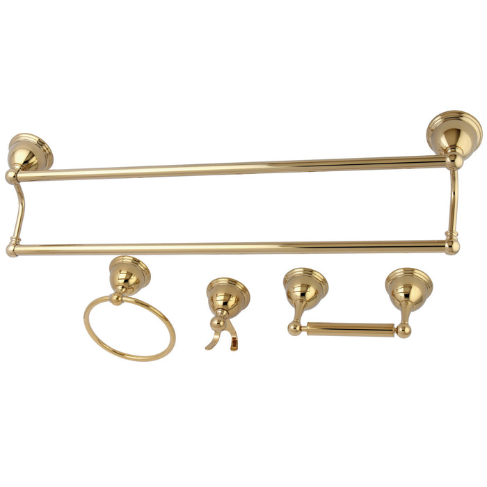 Restoration BAK3963478PB 4-Piece 24-Inch Dual Towel Bar Bathroom Accessory Set, Polished Brass