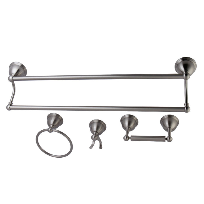 Kingston Heirloom BAK3963478SN - Restoration 4-Piece 24-Inch Dual Towel Bar Bathroom Accessory Set, Brushed Nickel