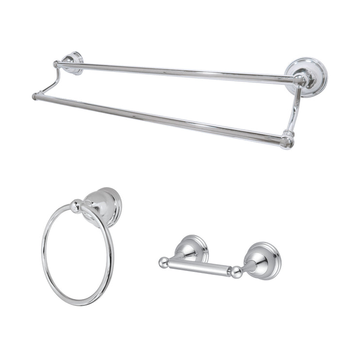 Kingston Heirloom BAK396348C - Restoration 3-Piece 24-Inch Dual Towel Bar Bathroom Accessory Set, Polished Chrome