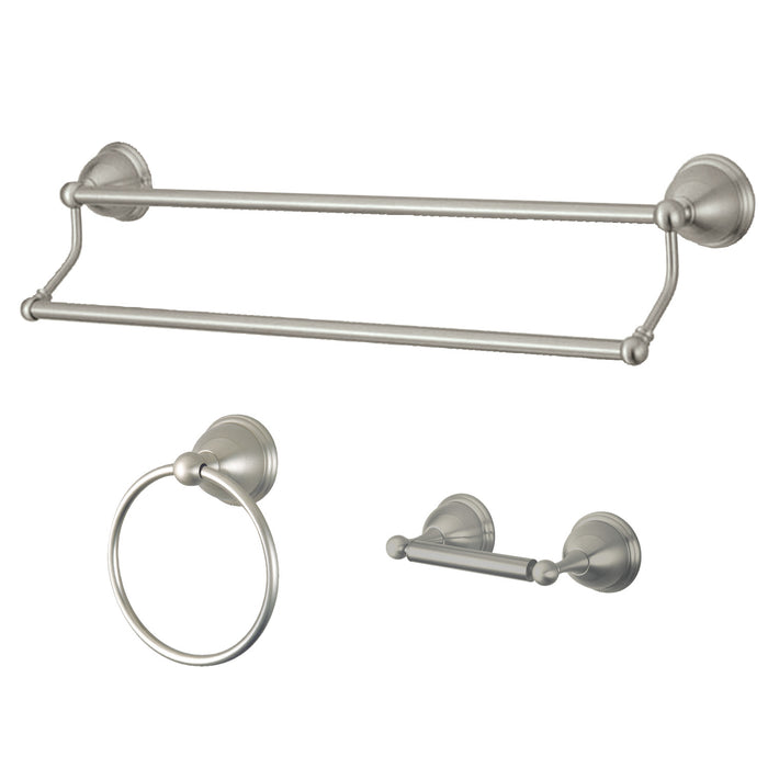 Kingston Heirloom BAK396348SN - Restoration 3-Piece 24-Inch Dual Towel Bar Bathroom Accessory Set, Brushed Nickel