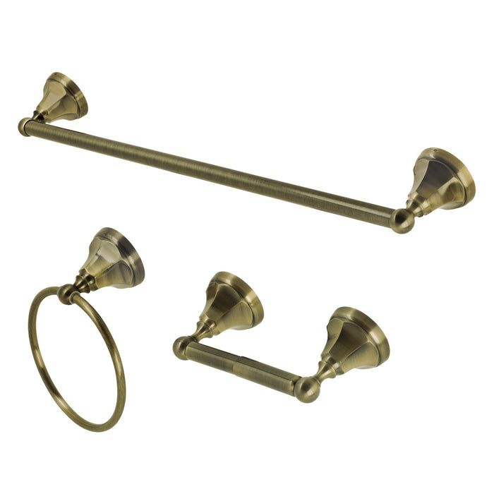Kingston Tulare BAK4181148AB - Metropolitan 3-Piece 24-Inch Towel Bar Bathroom Accessory Set, Antique Brass