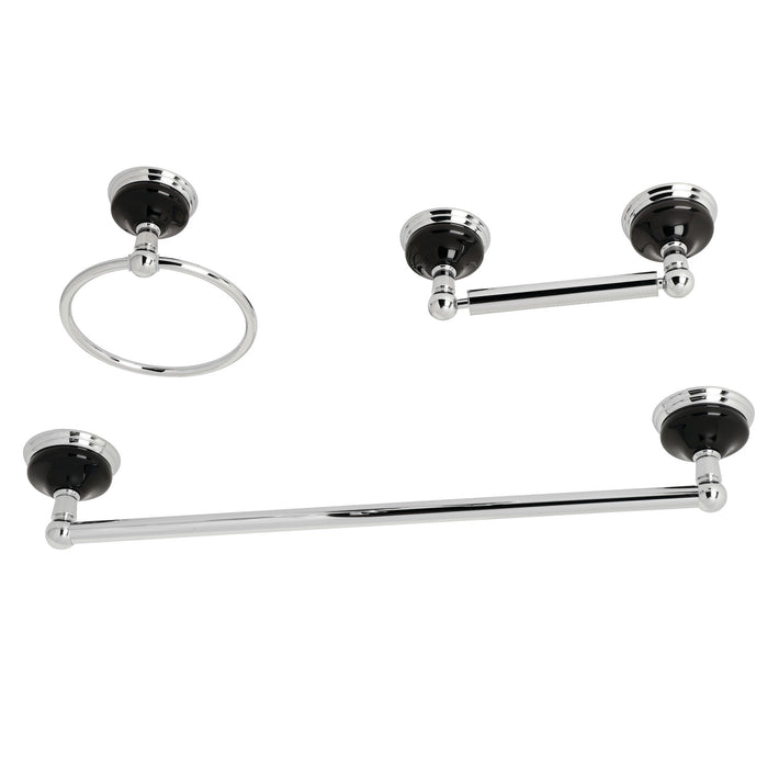 Kingston Heirloom BAK911148C - Water Onyx 3-Piece 24-Inch Towel Bar Bathroom Accessory Set, Polished Chrome