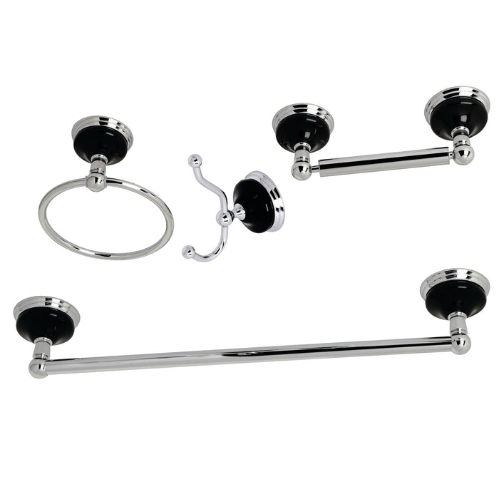 Kingston Heirloom BAK9112478C - Water Onyx 4-Piece 18-Inch Towel Bar Bathroom Accessory Set, Polished Chrome