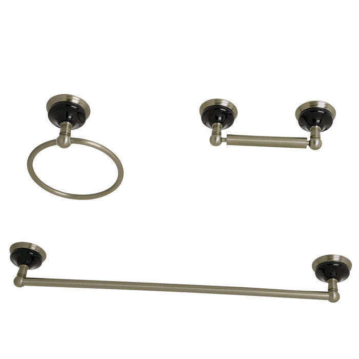Kingston Heirloom BAK911248BN - Water Onyx 3-Piece 18-Inch Towel Bar Bathroom Accessory Set, Brushed Nickel