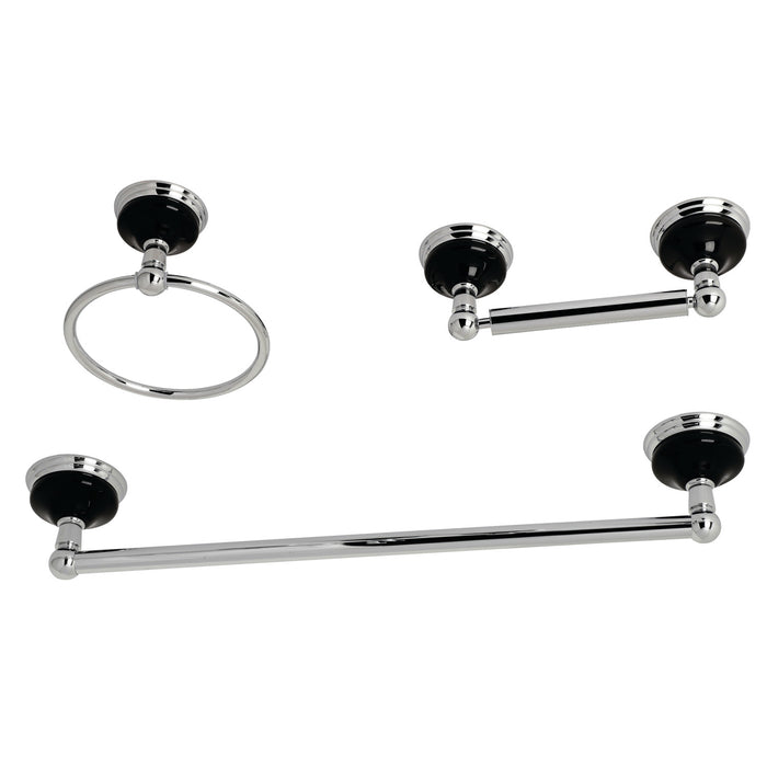 Kingston Heirloom BAK911248C - Water Onyx 3-Piece 18-Inch Towel Bar Bathroom Accessory Set, Polished Chrome
