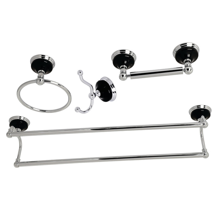 Kingston Heirloom BAK9113478C - Water Onyx 4-Piece 24-Inch Dual Towel Bar Bathroom Accessory Set, Polished Chrome