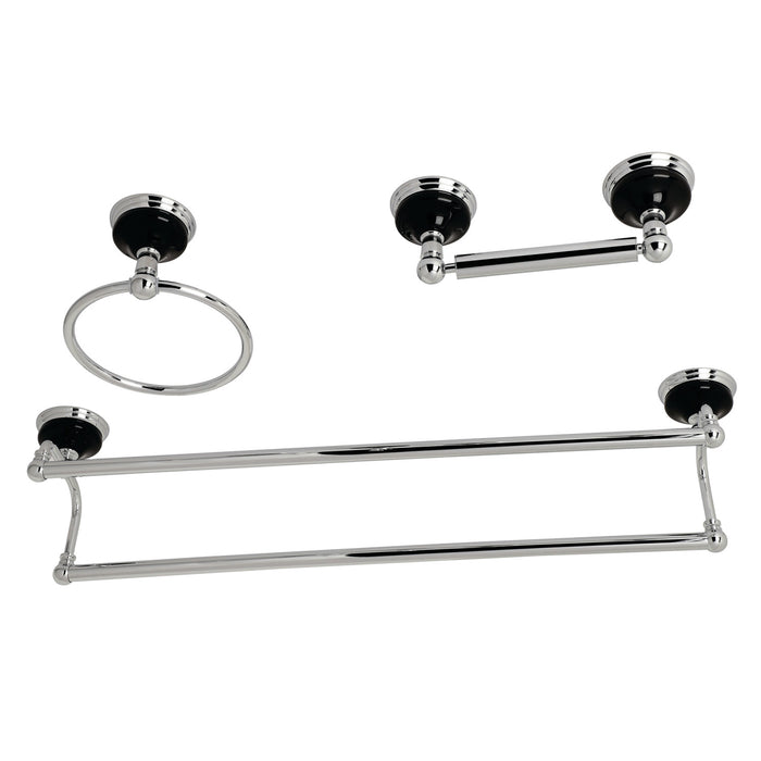 Kingston Heirloom BAK911348C - Water Onyx 3-Piece 24-Inch Dual Towel Bar Bathroom Accessory Set, Polished Chrome