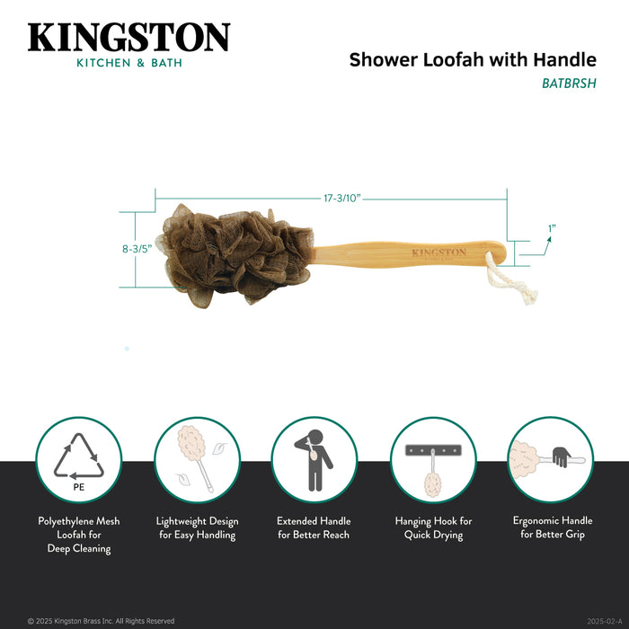 Kingston Heirloom BATBRSH - Boutique 17-Inch Bath Brush, Wood/Brown