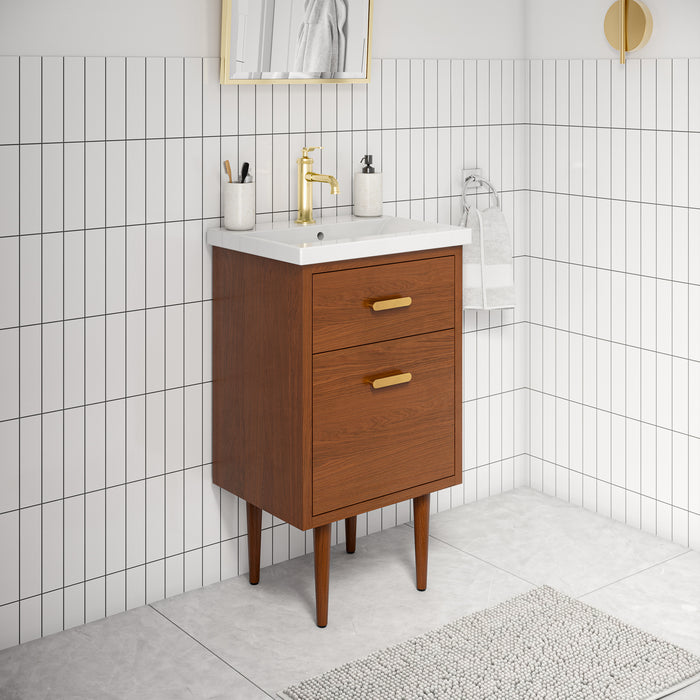 Kingston Brandy BD20CR06HW - 20.5 in. x 15.7 in. Bathroom Vanity White Ceramic Top, Honey Walnut