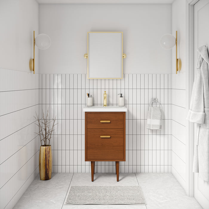 Kingston Brandy BD20CR06HW - 20.5 in. x 15.7 in. Bathroom Vanity White Ceramic Top, Honey Walnut