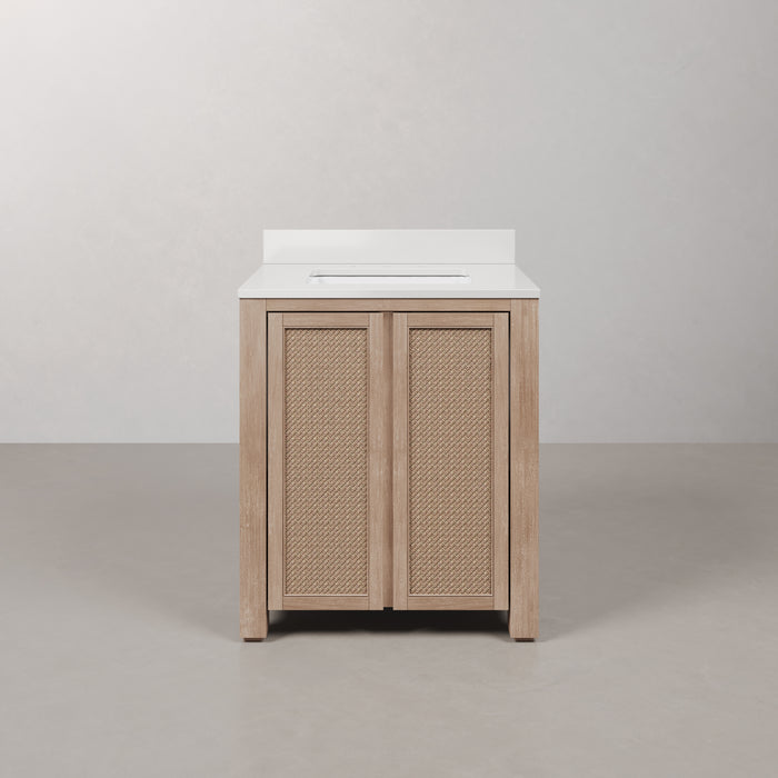 Kingston Belmont BE30EM00TL - 30 in. x 22 in. Bathroom Vanity Single Sink Freestanding with White Engineered Marble Top, Toffee Latte