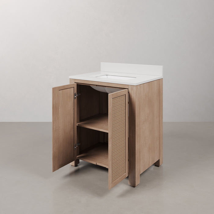 Kingston Belmont BE30EM00TL - 30 in. x 22 in. Bathroom Vanity Single Sink Freestanding with White Engineered Marble Top, Toffee Latte