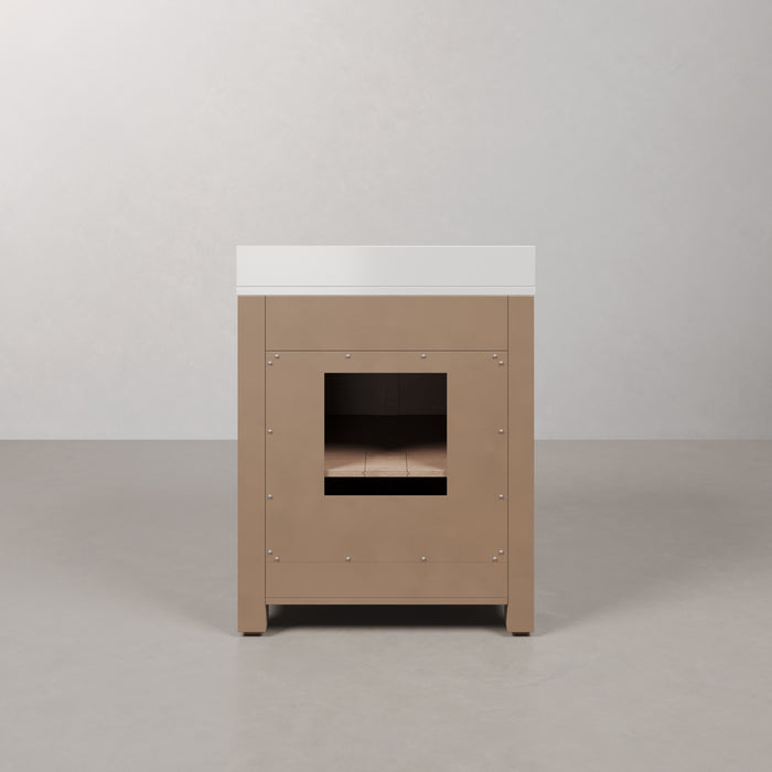 Kingston Belmont BE30EM00TL - 30 in. x 22 in. Bathroom Vanity Single Sink Freestanding with White Engineered Marble Top, Toffee Latte