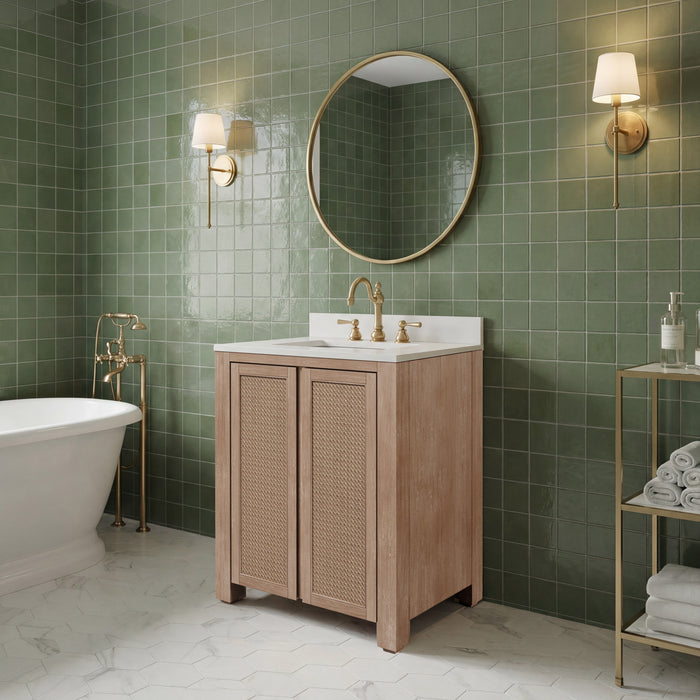 Kingston Belmont BE30EM00TL - 30 in. x 22 in. Bathroom Vanity Single Sink Freestanding with White Engineered Marble Top, Toffee Latte