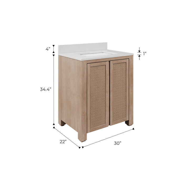 Kingston Belmont BE30EM00TL - 30 in. x 22 in. Bathroom Vanity Single Sink Freestanding with White Engineered Marble Top, Toffee Latte