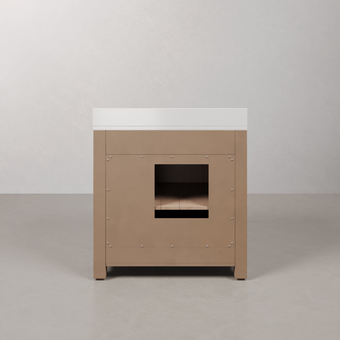 Kingston Belmont BE36EM00TL - 36 in. x 22 in. Bathroom Vanity Single Sink Freestanding with White Engineered Marble Top, Toffee Latte