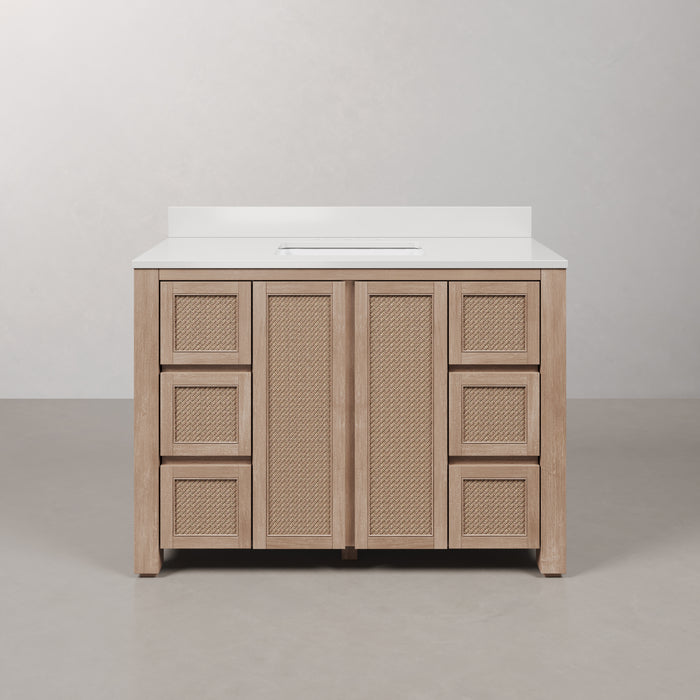Kingston Belmont BE48EM00TL - 48 in. x 22 in. Bathroom Vanity Single Sink Freestanding with White Engineered Marble Top, Toffee Latte