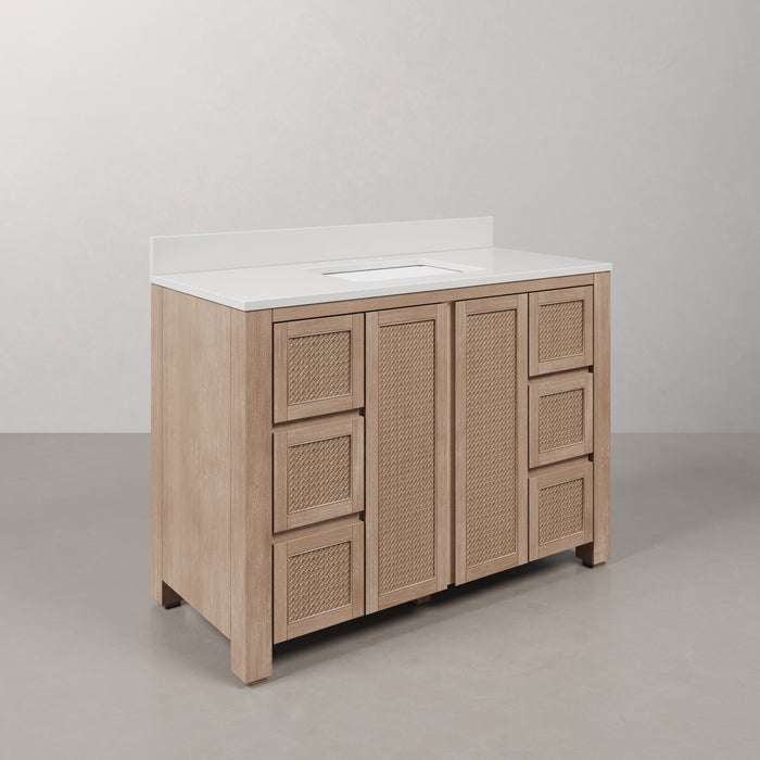 Kingston Belmont BE48EM00TL - 48 in. x 22 in. Bathroom Vanity Single Sink Freestanding with White Engineered Marble Top, Toffee Latte