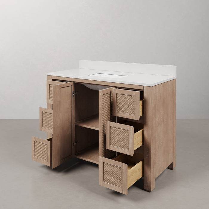 Kingston Belmont BE48EM00TL - 48 in. x 22 in. Bathroom Vanity Single Sink Freestanding with White Engineered Marble Top, Toffee Latte