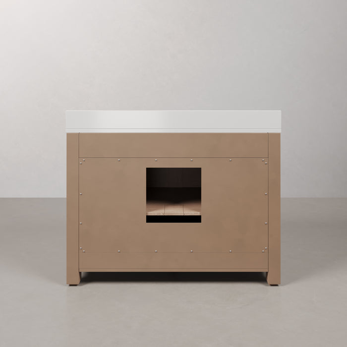 Kingston Belmont BE48EM00TL - 48 in. x 22 in. Bathroom Vanity Single Sink Freestanding with White Engineered Marble Top, Toffee Latte