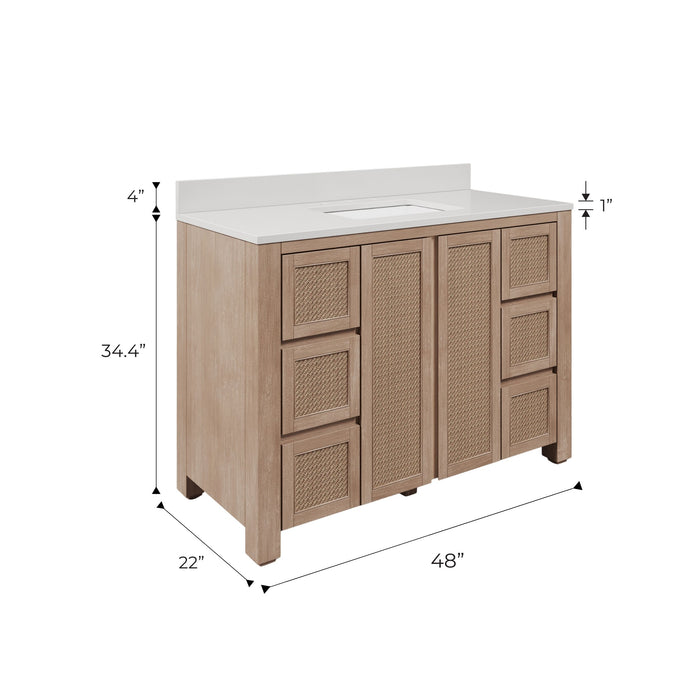 Kingston Belmont BE48EM00TL - 48 in. x 22 in. Bathroom Vanity Single Sink Freestanding with White Engineered Marble Top, Toffee Latte