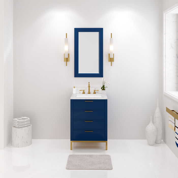 Kingston Bristol BR24CW06MB - 24 in. x 21.5 in. Bathroom Vanity Marble Top and White Basin, Monarch Blue